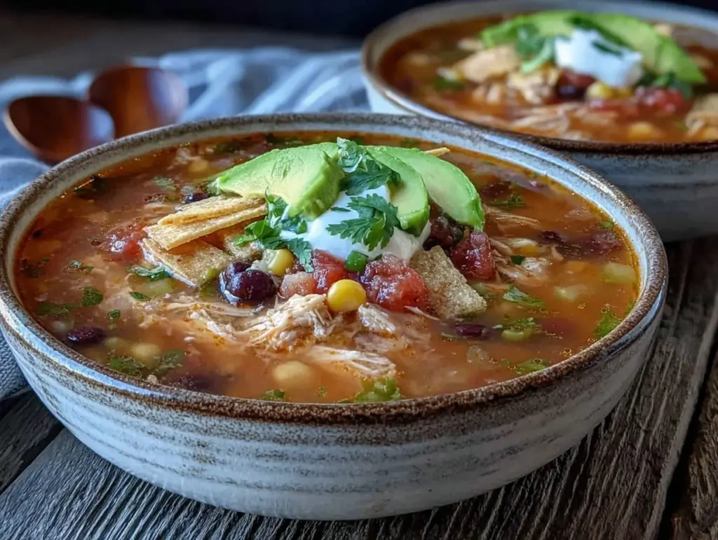 crockpot chicken tortilla soup for two - featured image