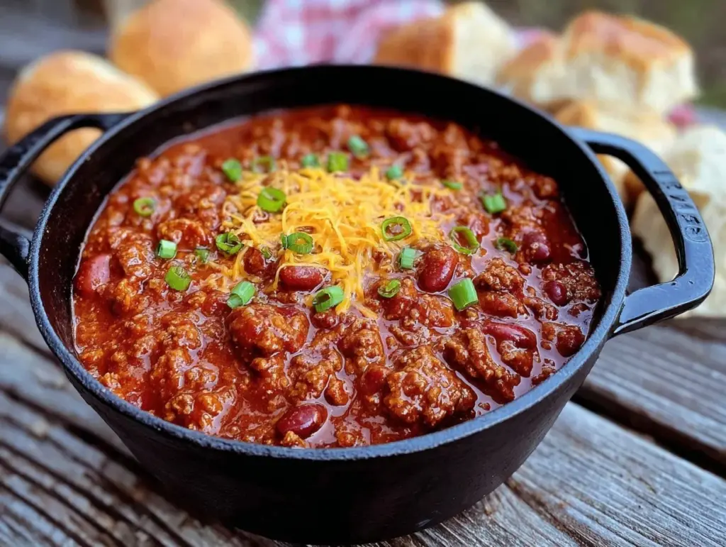Dutch oven campfire chili - featured image