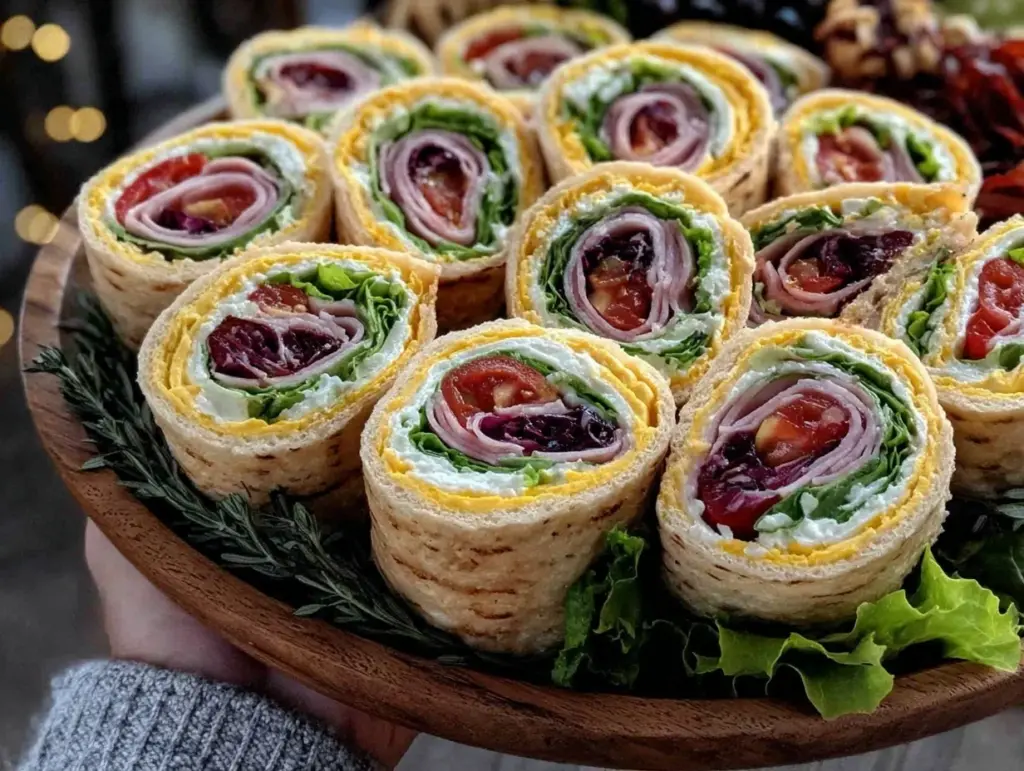 easy creamy diploma roll-up sandwich platter - featured image