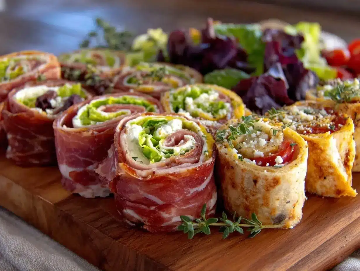 easy creamy diploma roll-up sandwich platter preparation steps