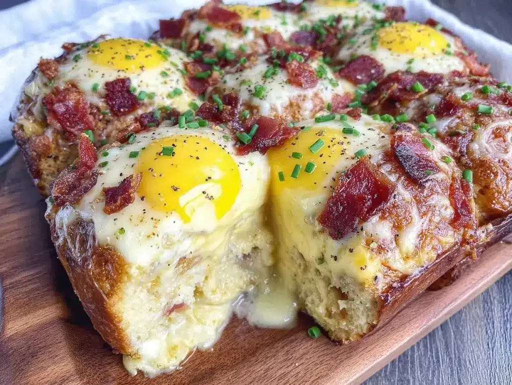 easy creamy eggs benedict casserole - featured image