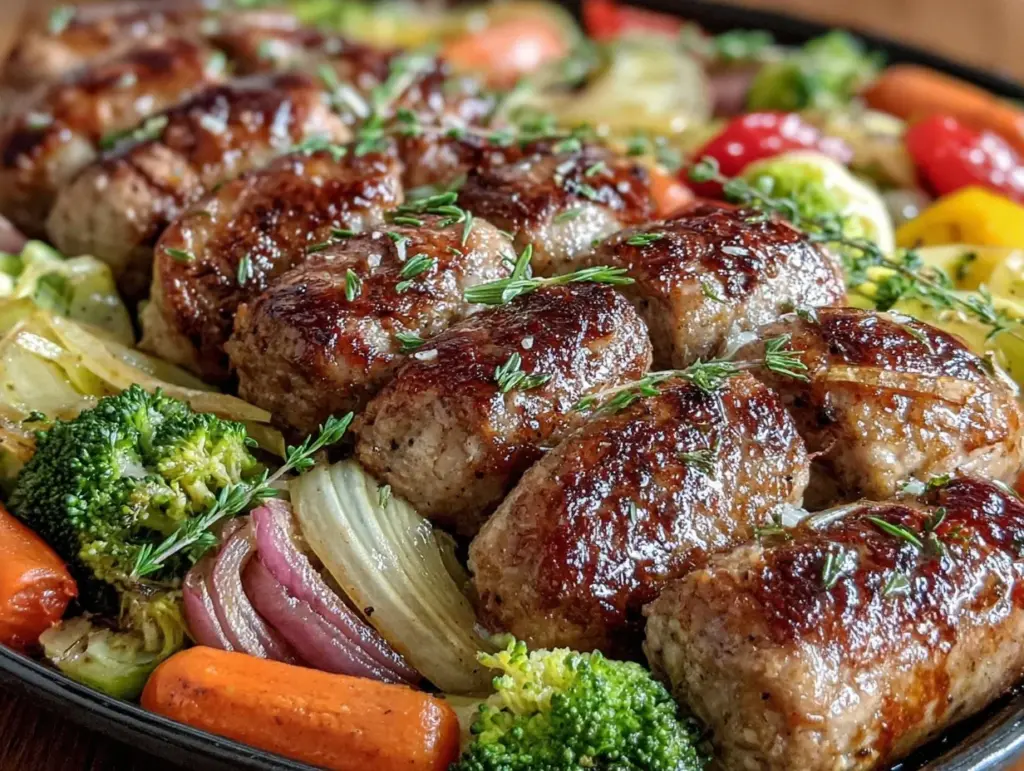 easy sheet pan sausage and vegetables dinner - featured image