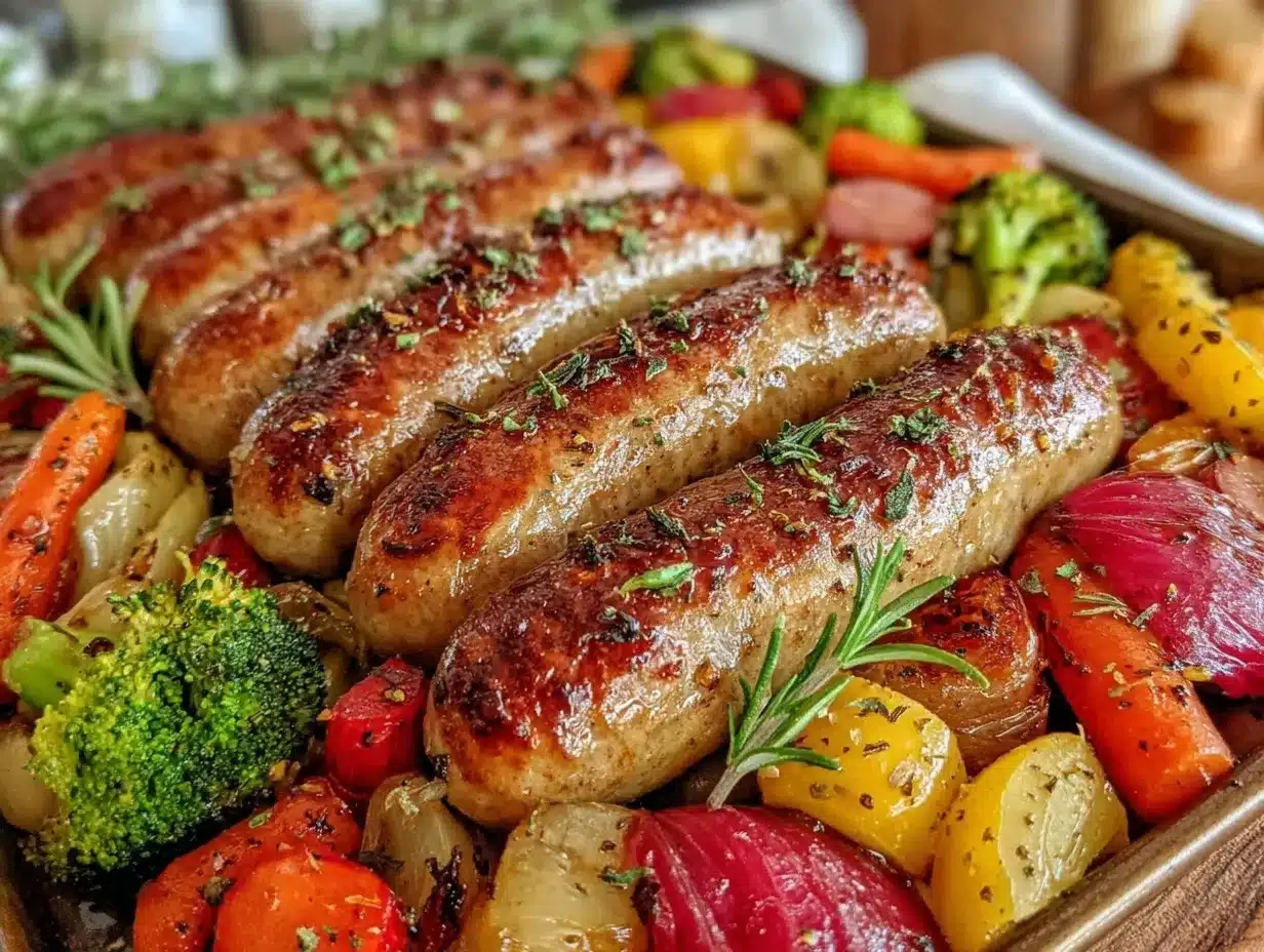 easy sheet pan sausage and vegetables dinner preparation steps