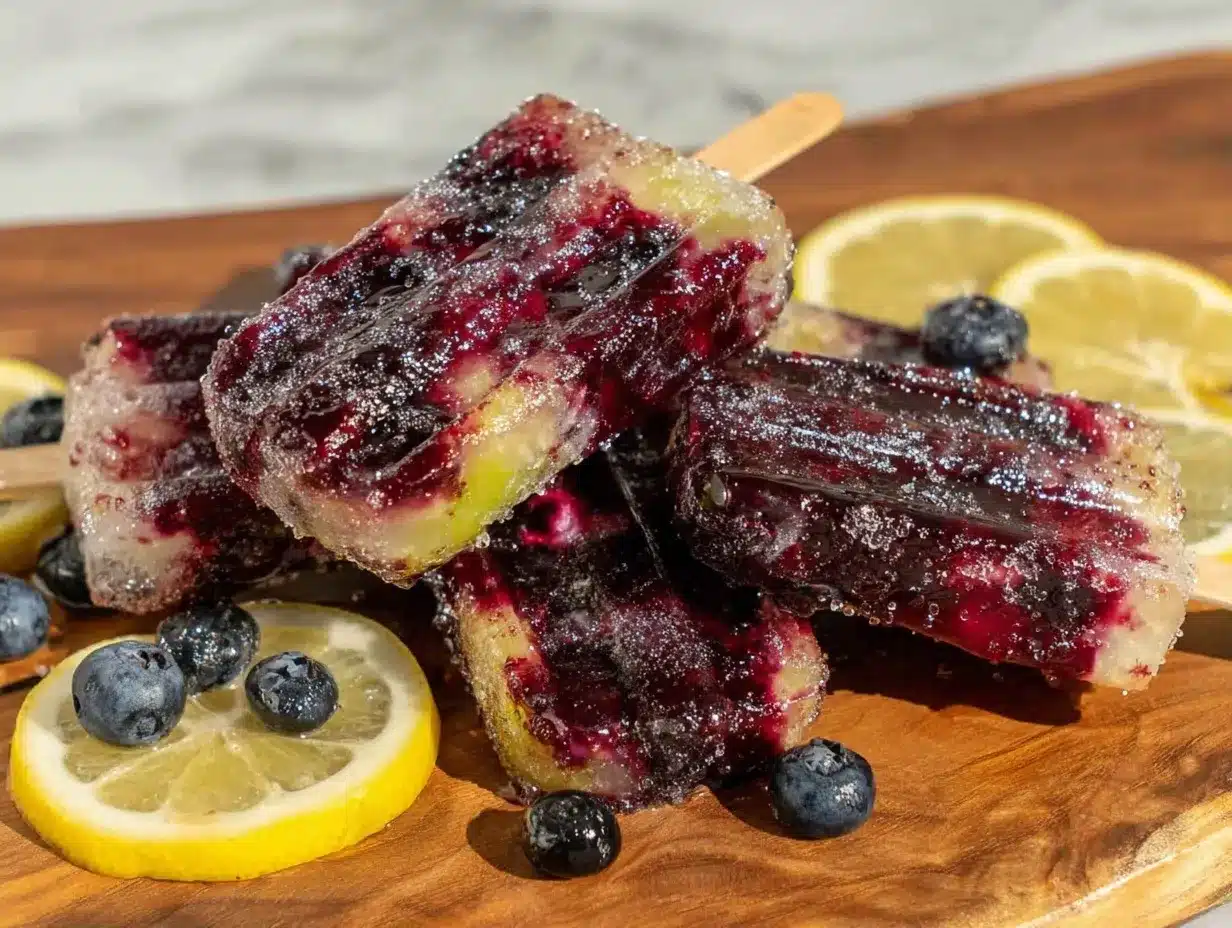 fresh blueberry lemonade popsicles preparation steps