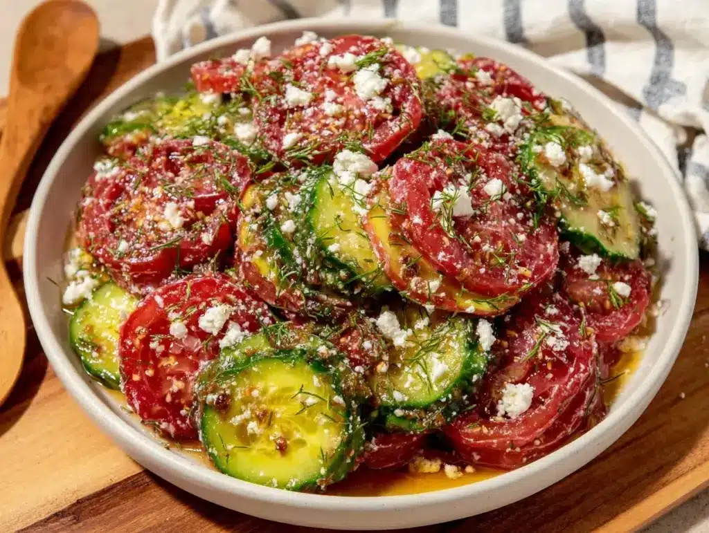 fresh cucumber tomato salad - featured image