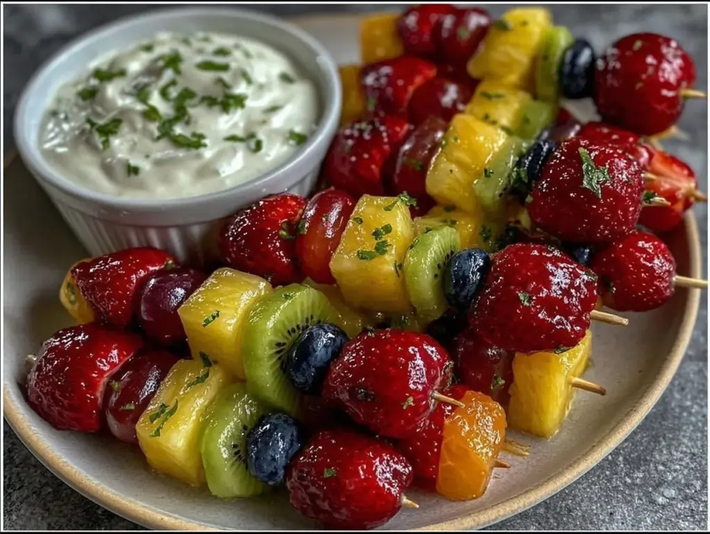 fresh rainbow fruit kabobs - featured image