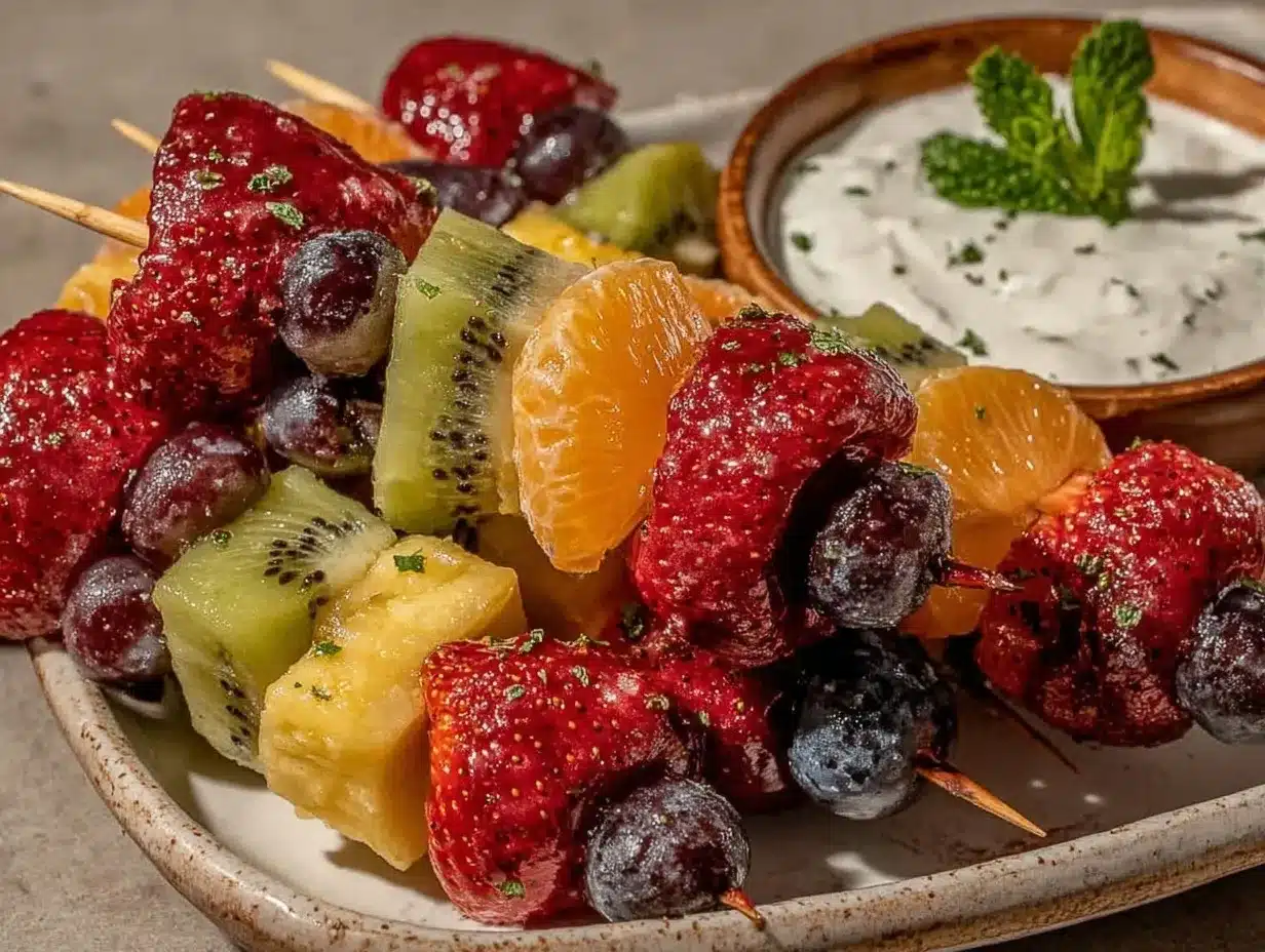 fresh rainbow fruit kabobs preparation steps