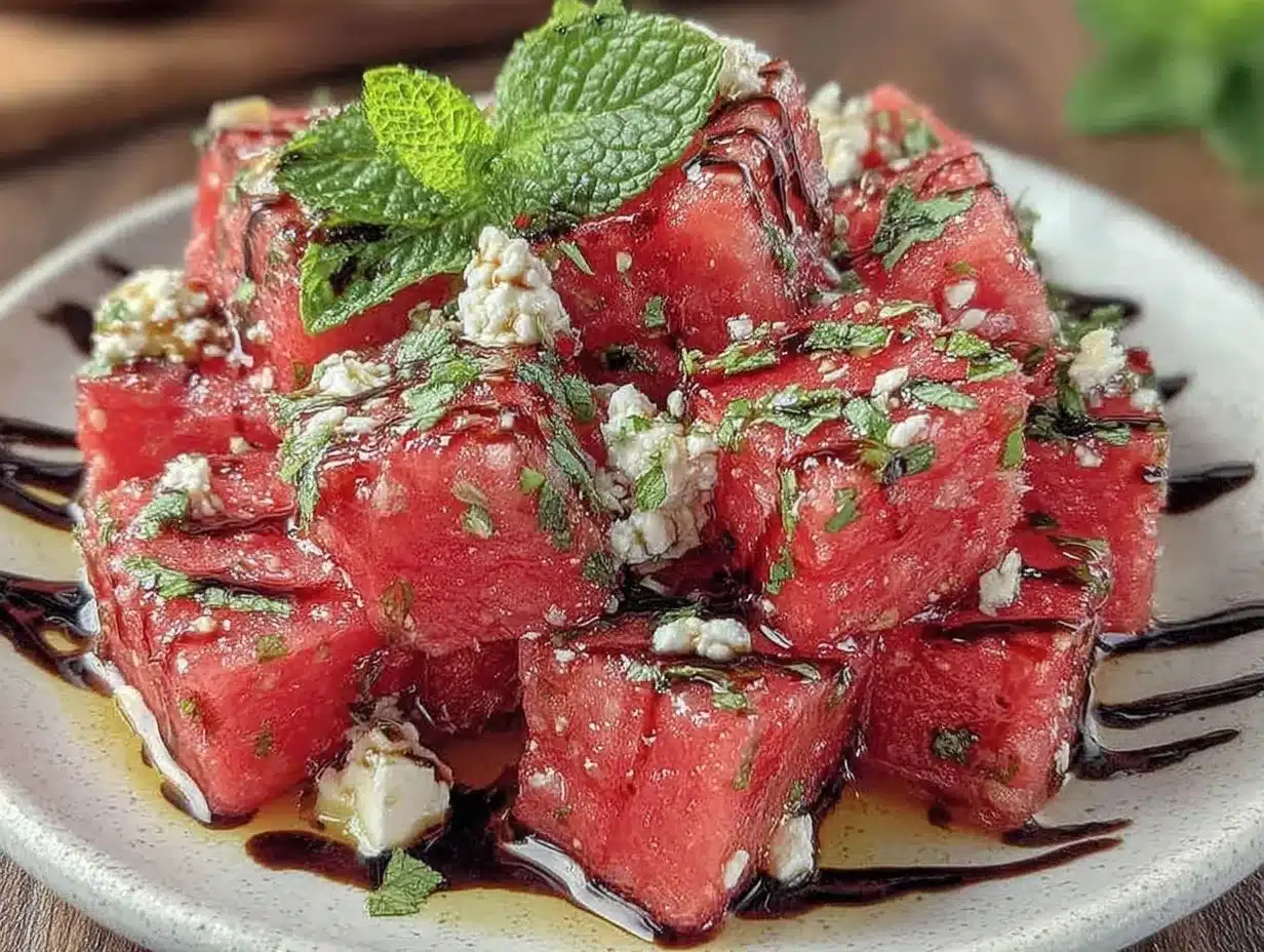 fresh watermelon feta mint salad preparation steps