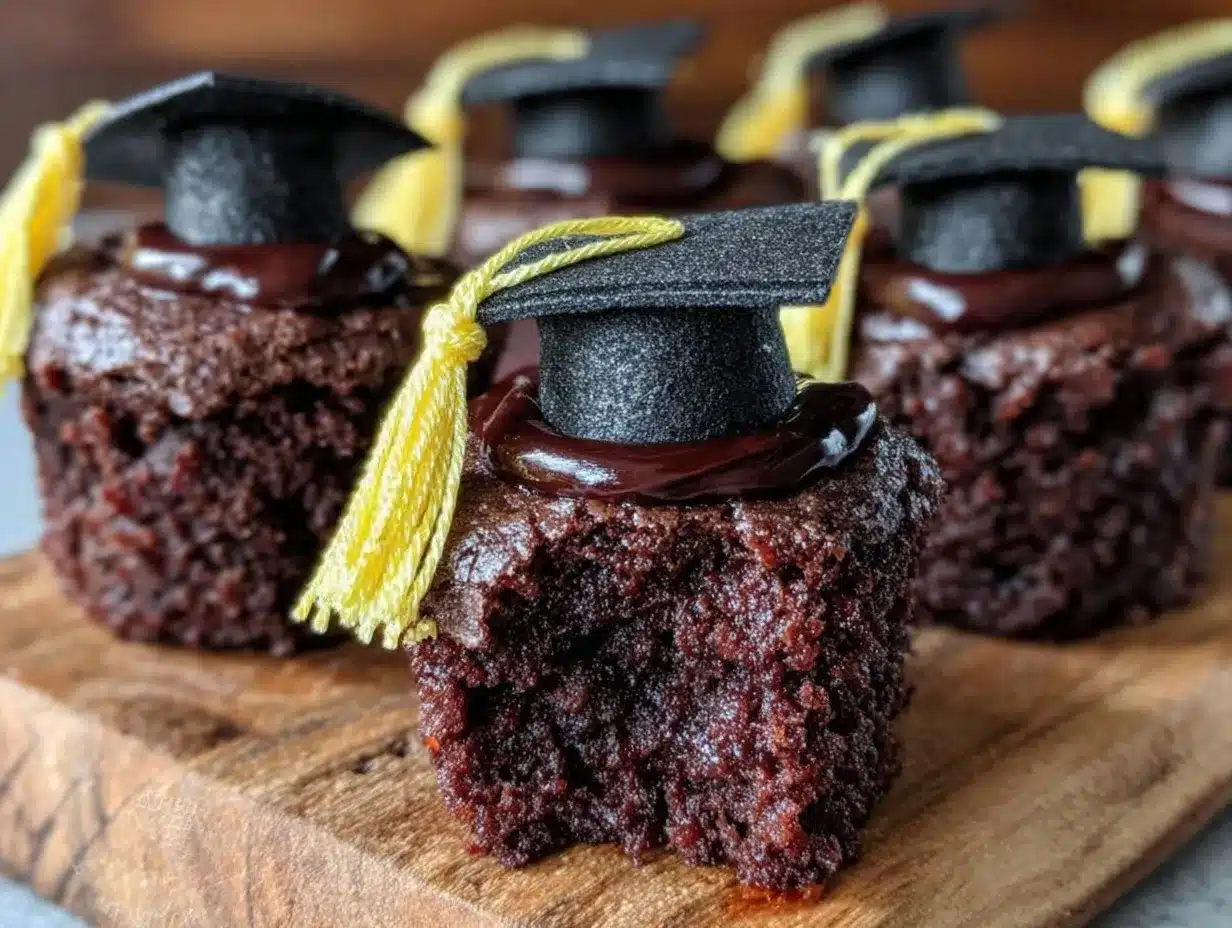 graduation cap brownie bites preparation steps