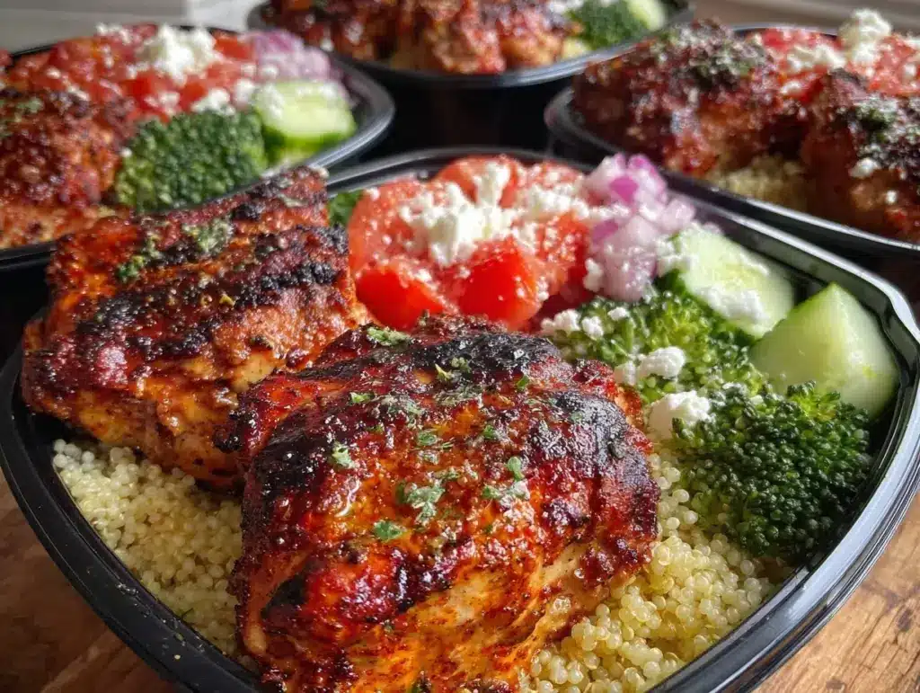 greek chicken meal prep bowls - featured image