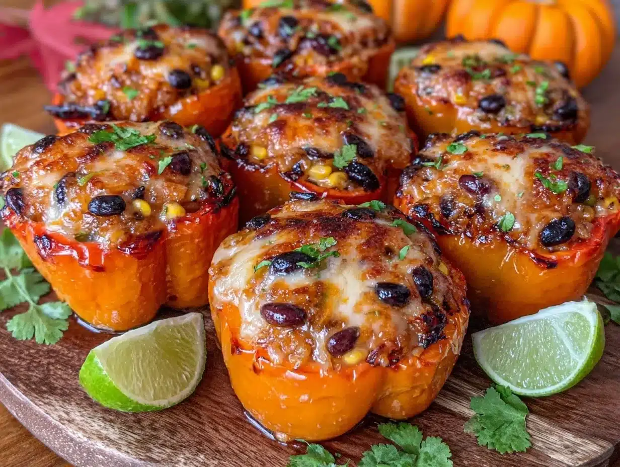 jack-o-lantern stuffed bell peppers preparation steps