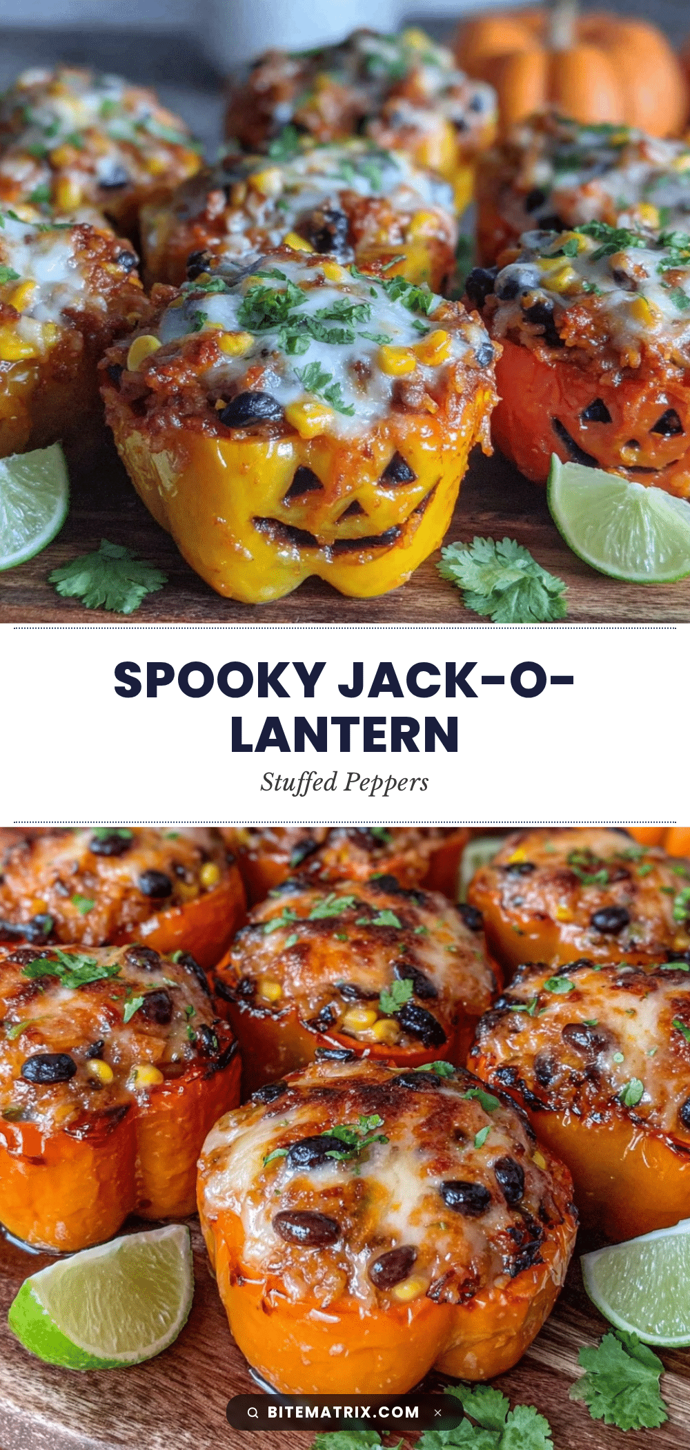 jack-o-lantern stuffed bell peppers recipe