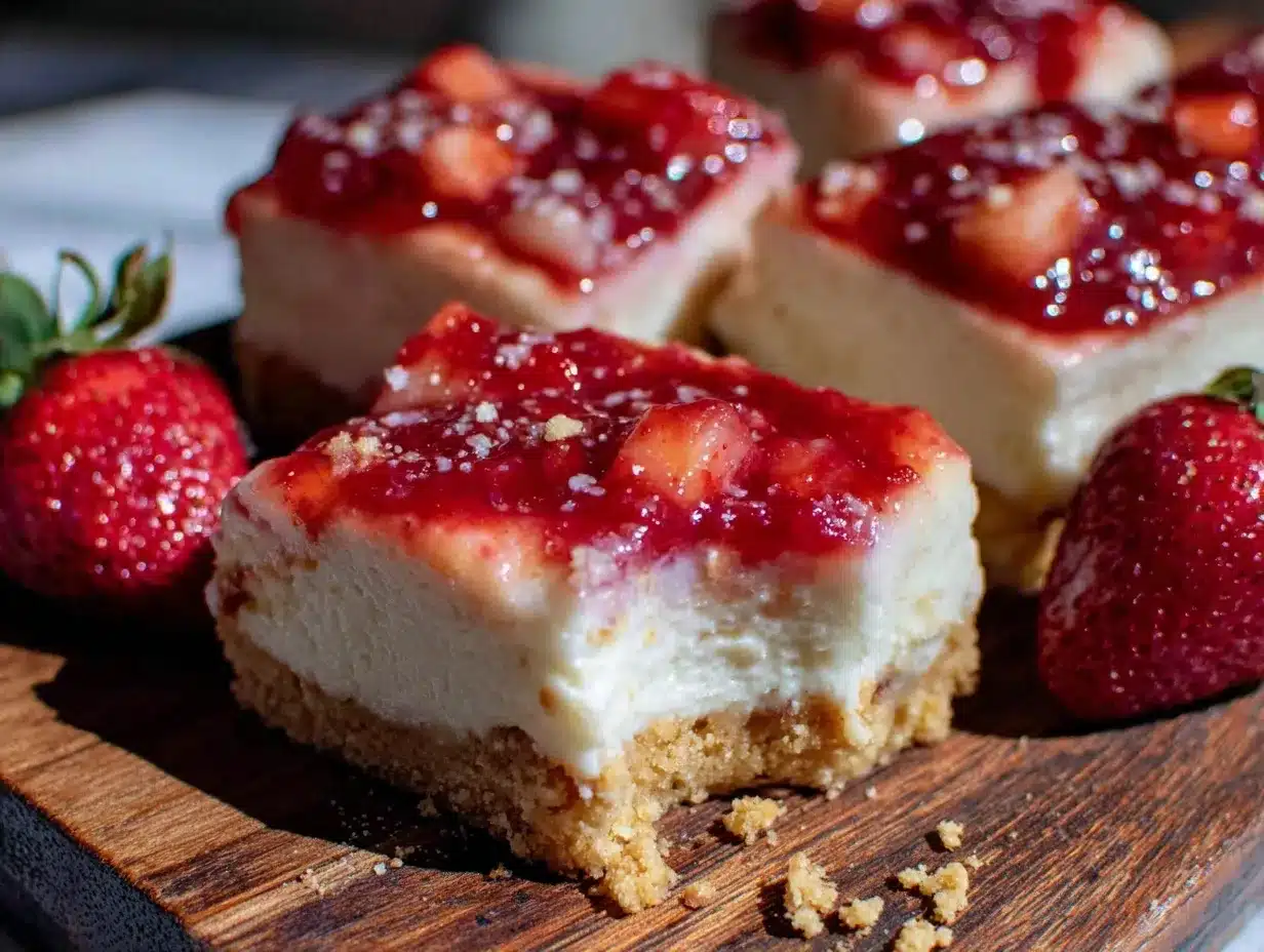 no-bake strawberry cheesecake bars preparation steps