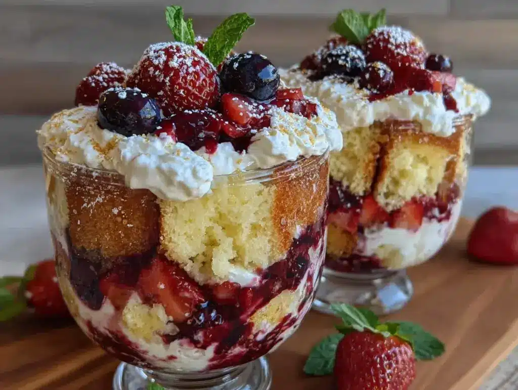 patriotic strawberry blueberry shortcake trifle - featured image