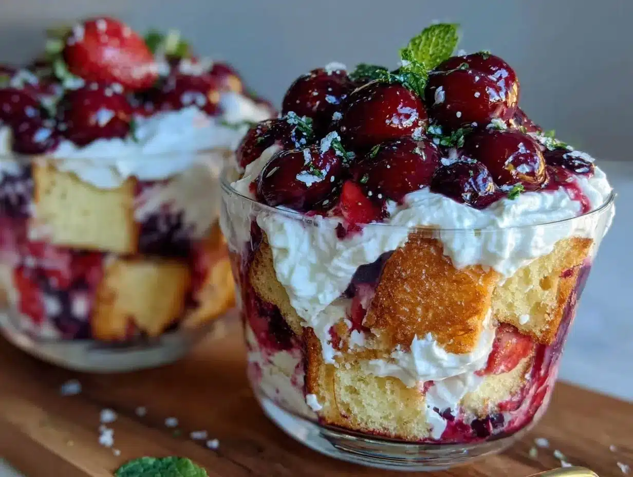 patriotic strawberry blueberry shortcake trifle preparation steps