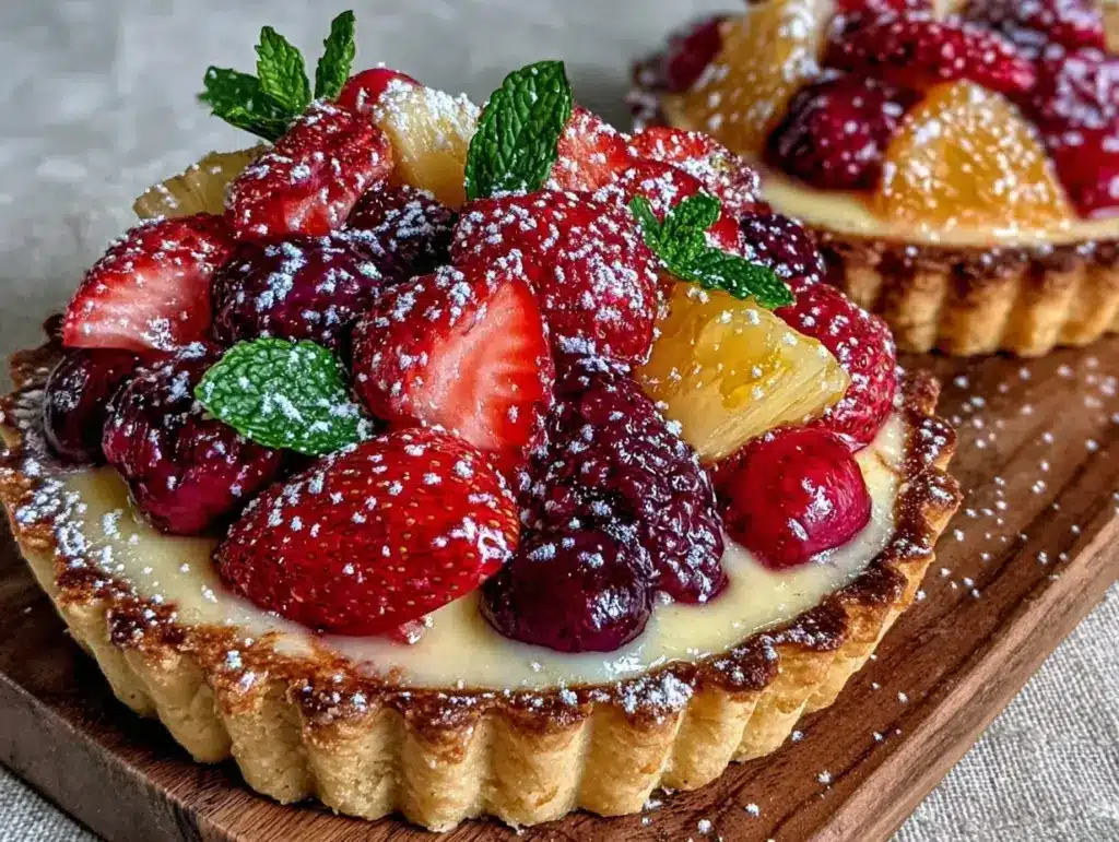 perfect mimosa bar fruit tart - featured image