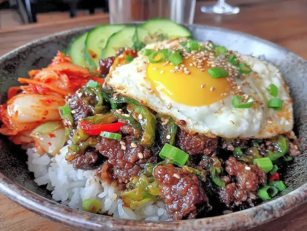 quick savory korean ground beef bowls - featured image
