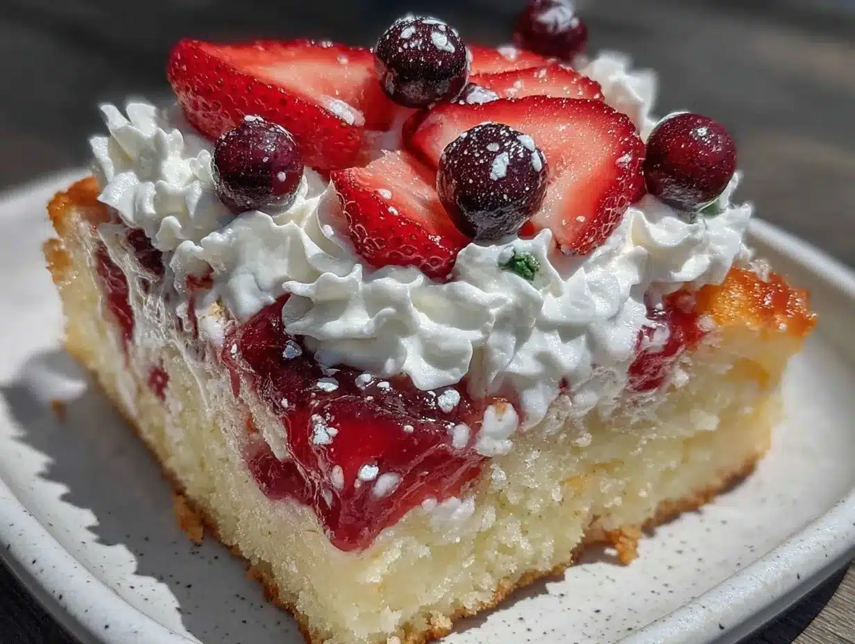 red white and blue poke cake preparation steps