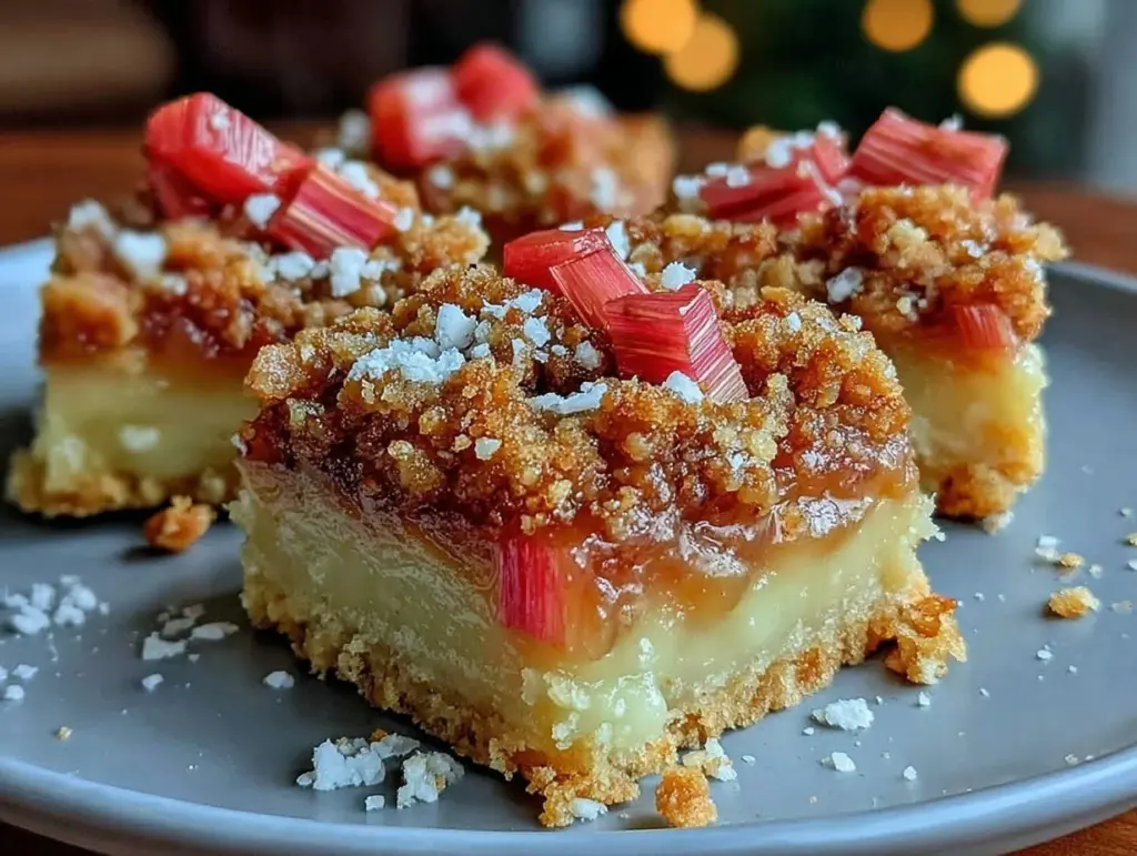 rhubarb custard bars - featured image
