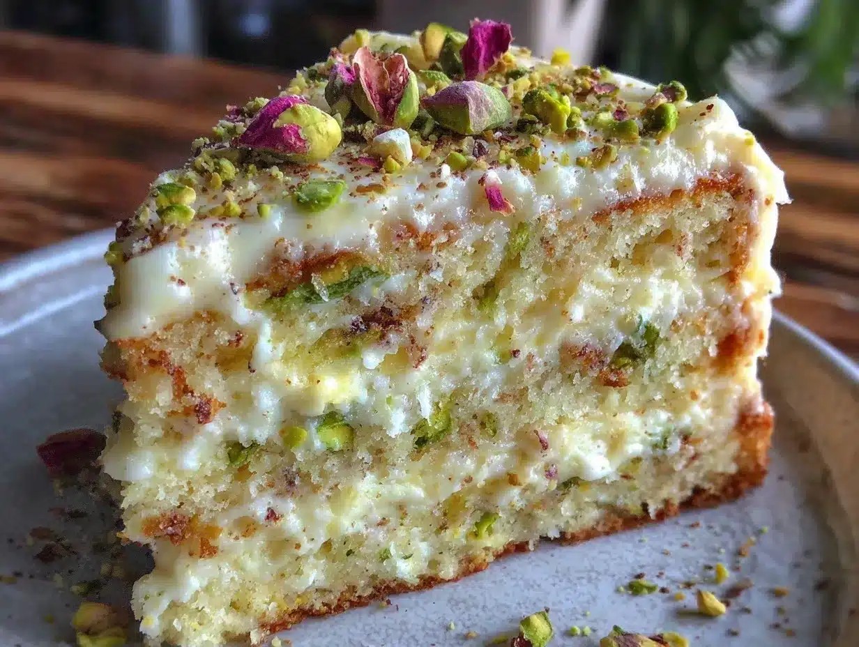rose water pistachio layer cake preparation steps