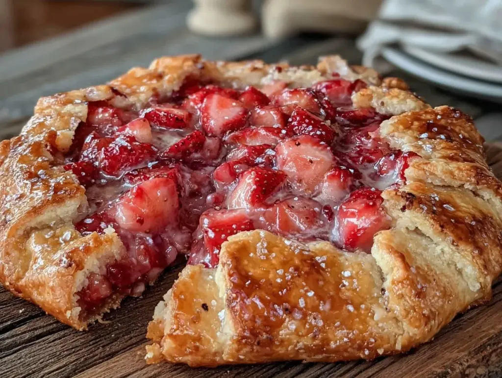 rustic strawberry rhubarb galette - featured image