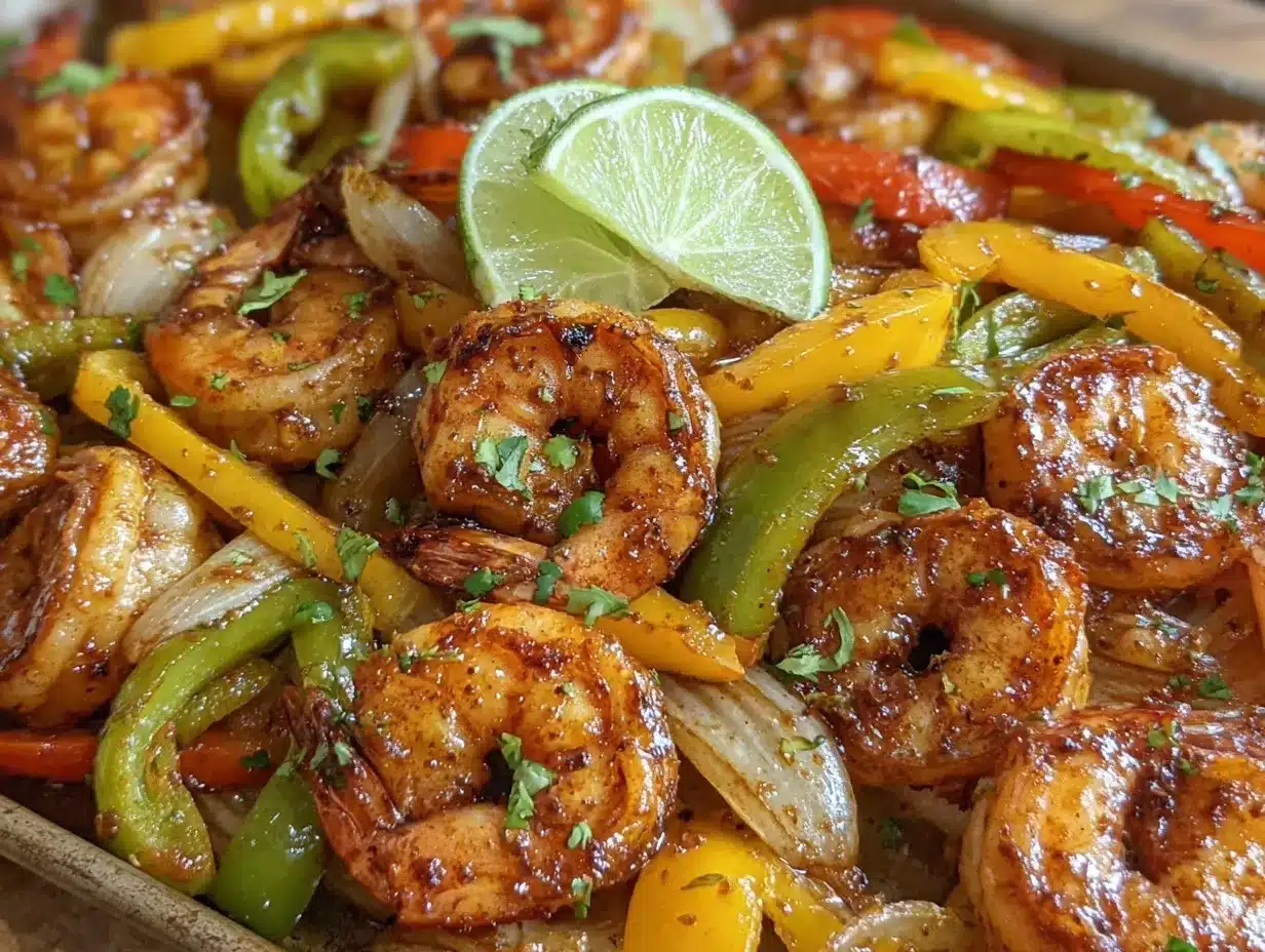 sheet pan shrimp fajitas preparation steps