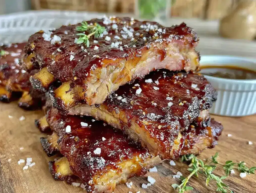 smoked baby back ribs bourbon glaze - featured image