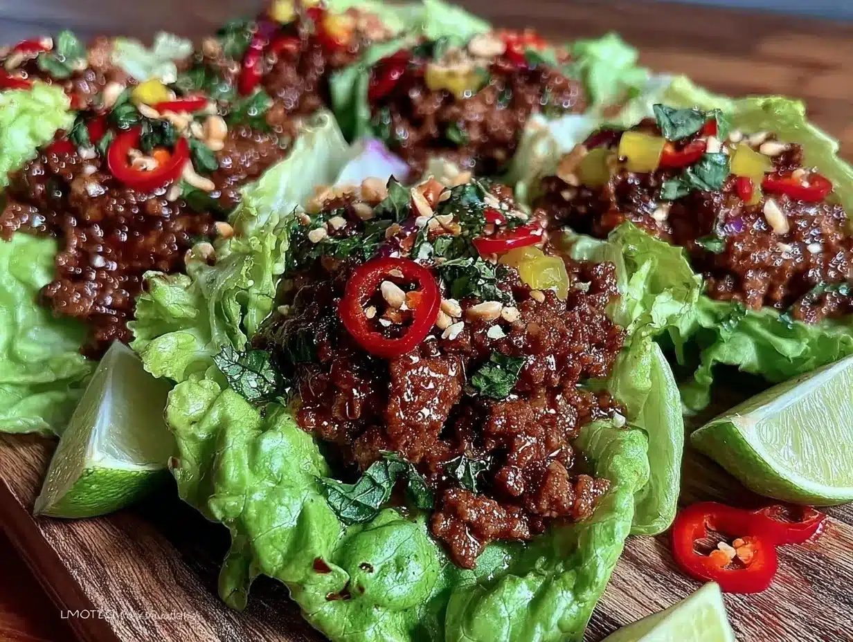 thai basil beef lettuce wraps preparation steps