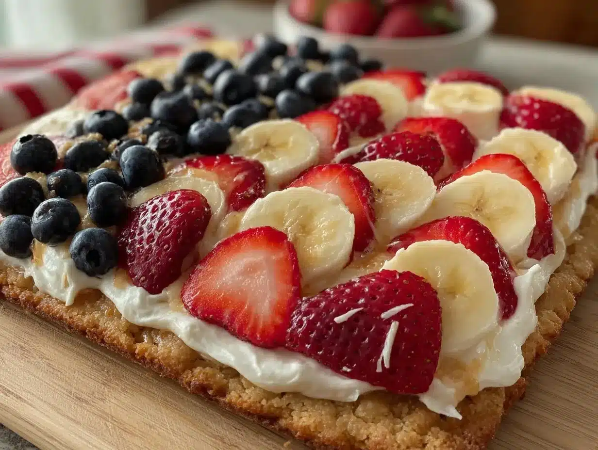 American Flag Fruit Pizza preparation steps
