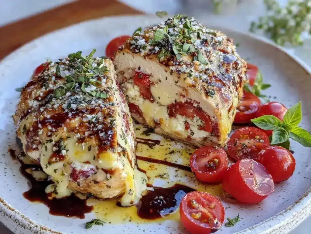 Caprese stuffed chicken breast - featured image