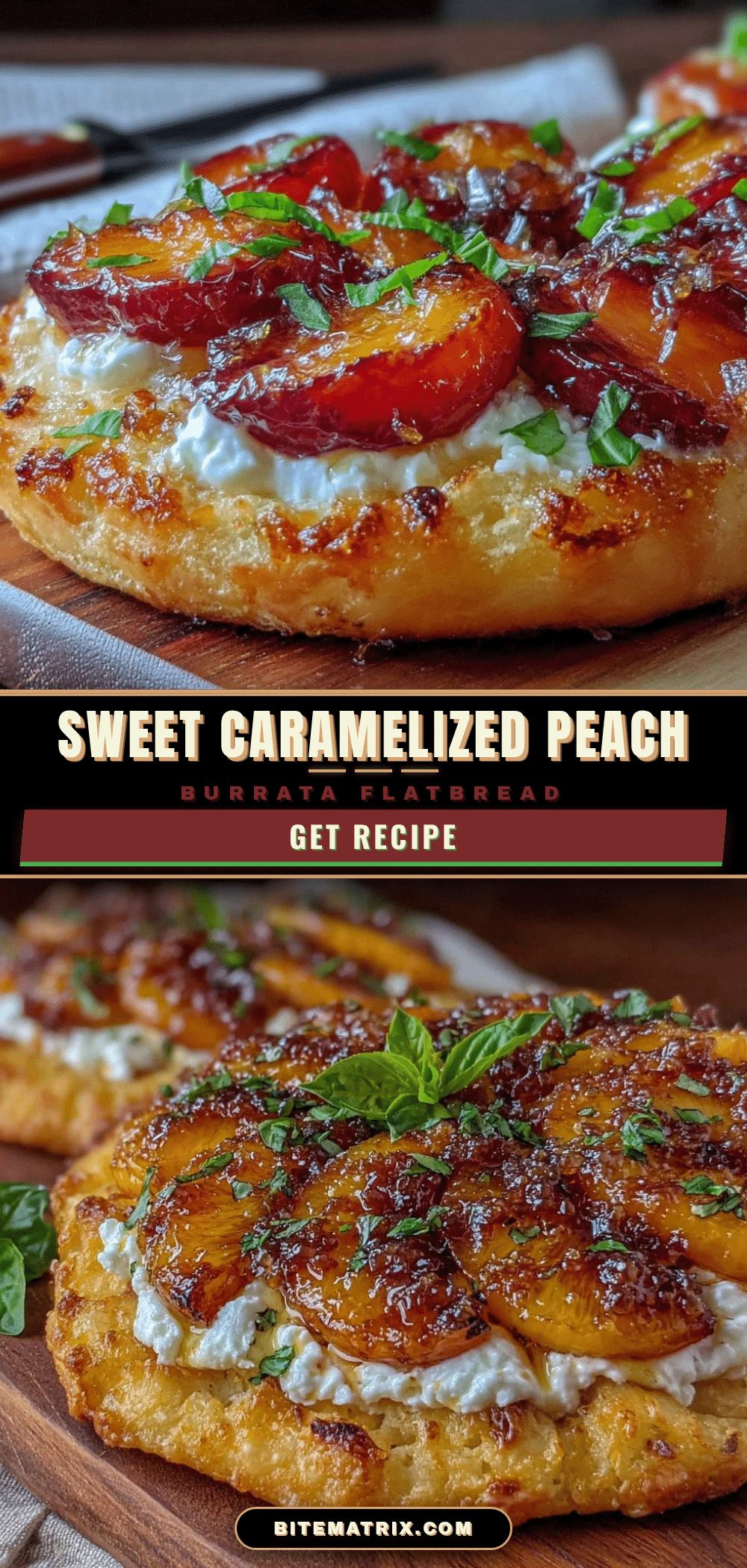 caramelized peach and burrata flatbread recipe