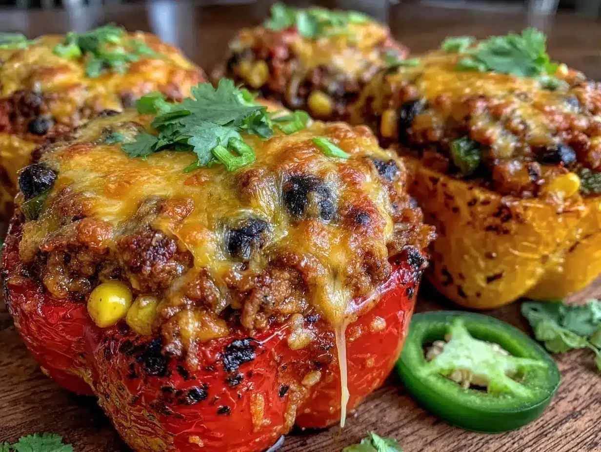 cheesy taco-stuffed bell peppers preparation steps