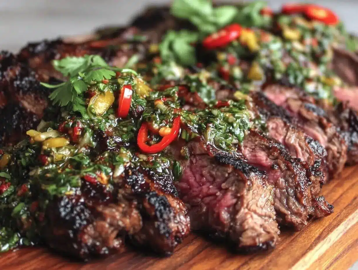 chimichurri grilled flank steak preparation steps