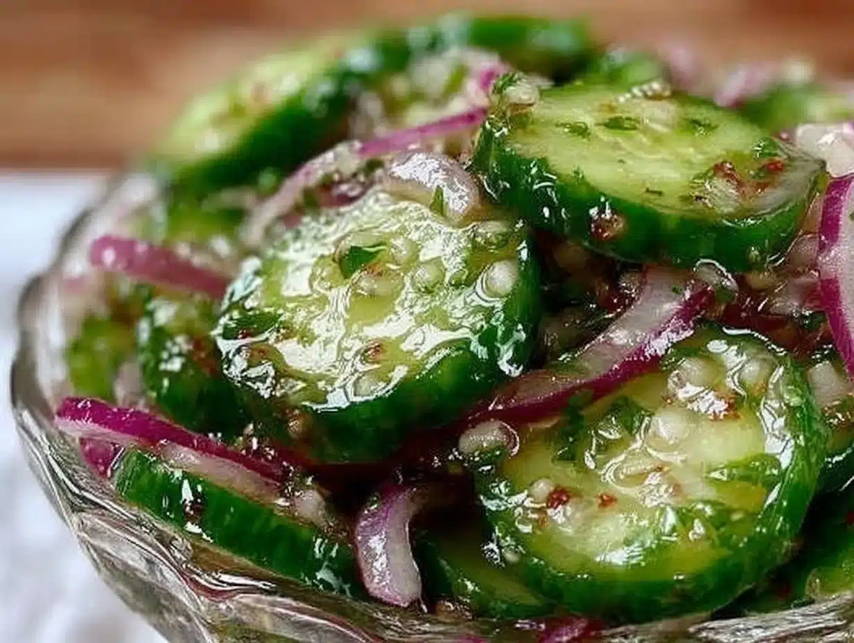 classic homemade cucumber and onions in sweet vinegar - featured image