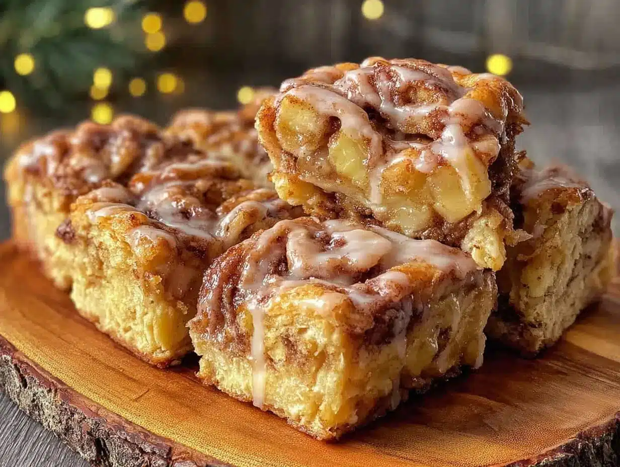 cozy cinnamon roll apple pie bars preparation steps
