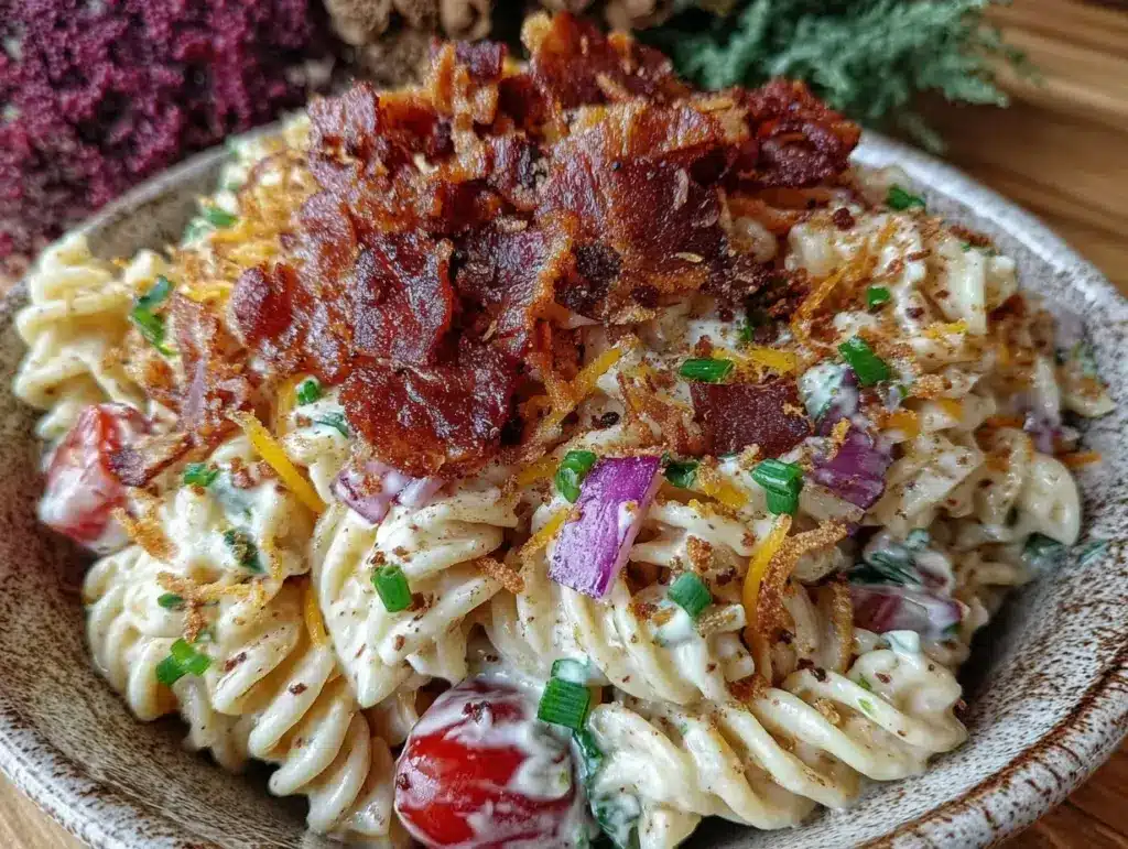 creamy bbq ranch pasta salad - featured image
