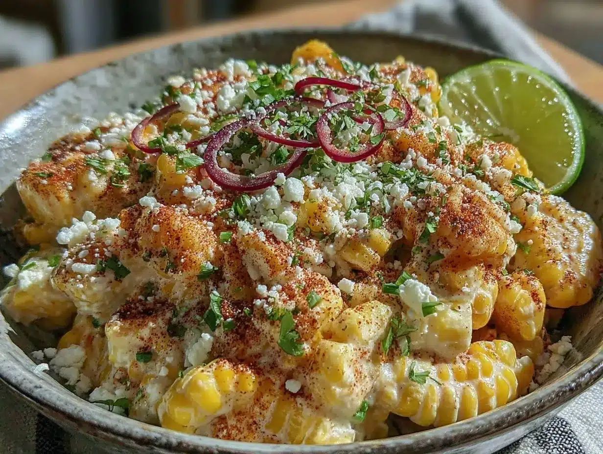creamy elote Mexican street corn salad preparation steps