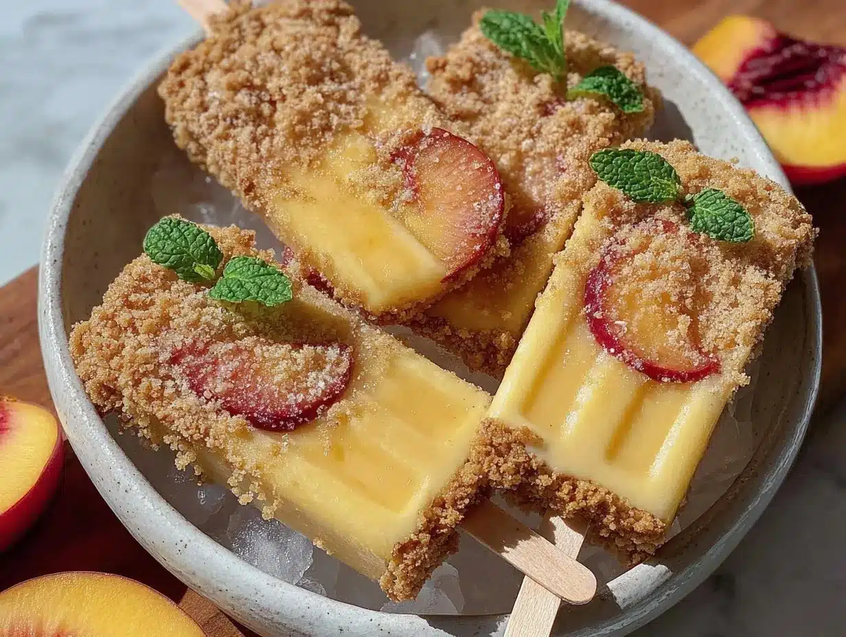creamy frozen peach pie popsicles preparation steps