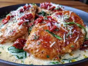 creamy garlic butter tuscan chicken - featured image