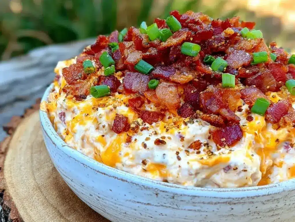 creamy million dollar dip with bacon and green onion - featured image