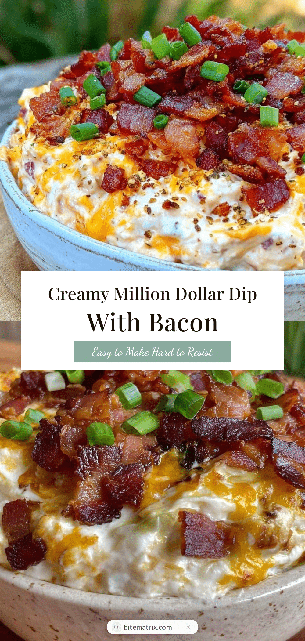 creamy million dollar dip with bacon and green onion recipe