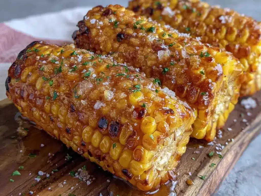 crispy honey butter roasted corn on the cob air fryer - featured image