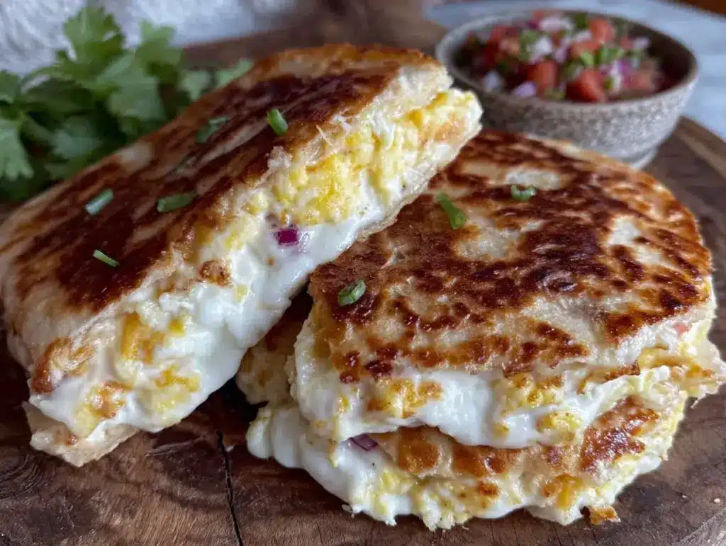 crispy loaded breakfast quesadilla - featured image
