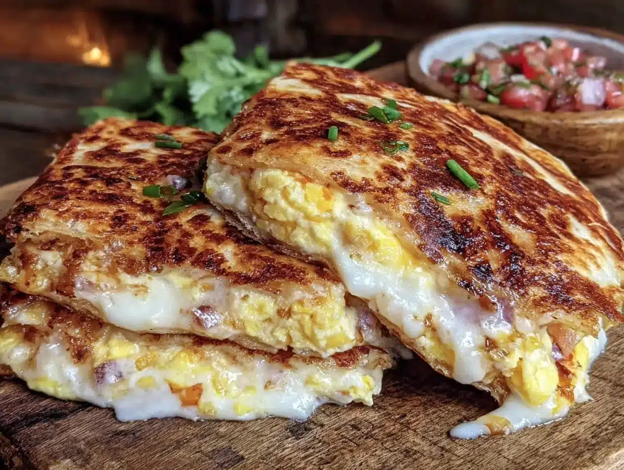 crispy loaded breakfast quesadilla preparation steps