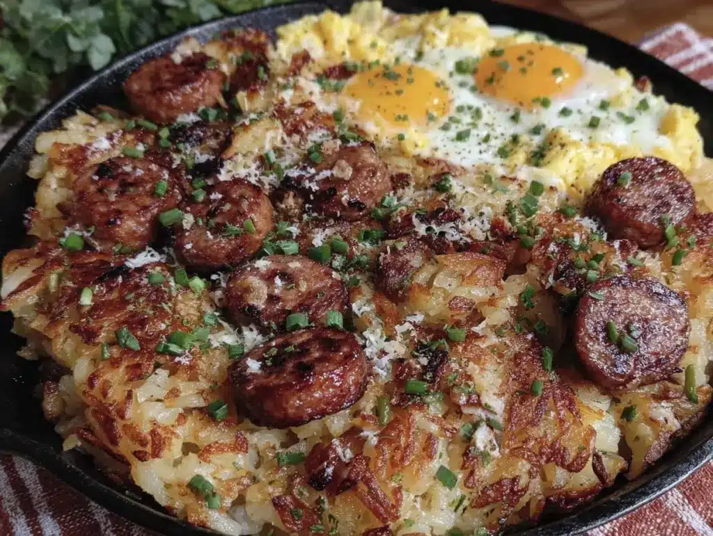 crispy loaded breakfast skillet - featured image