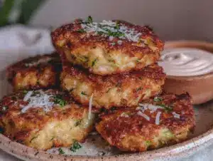 crispy parmesan zucchini fritters - featured image