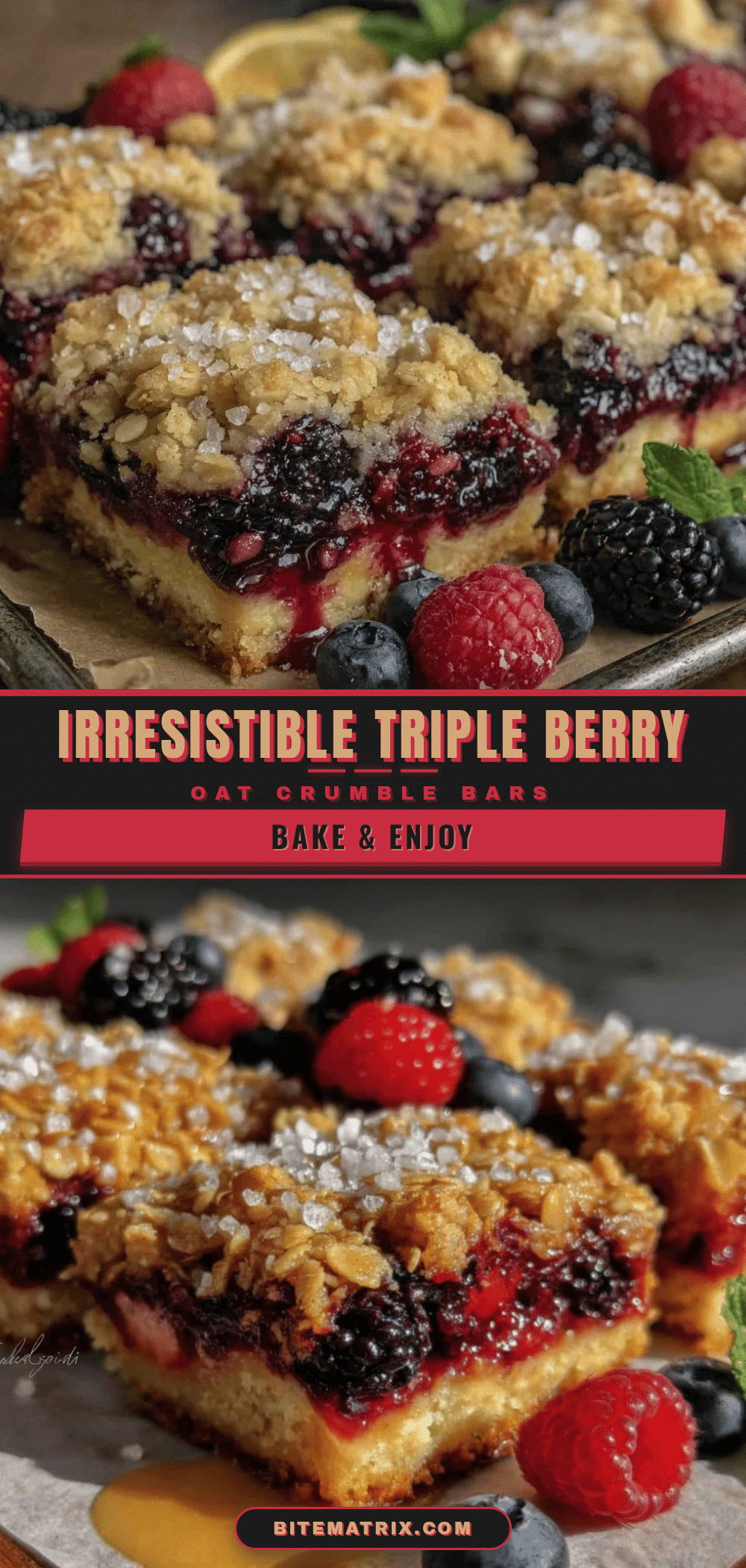 crispy triple berry crumble bars recipe