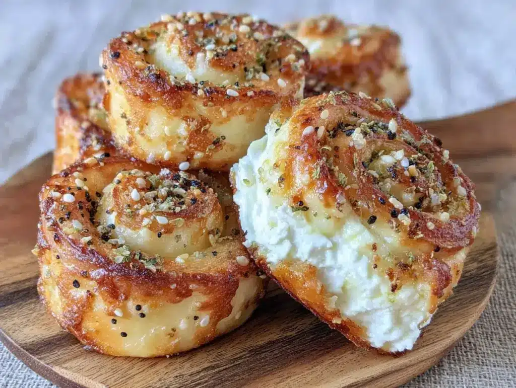 easy creamy everything bagel pinwheels - featured image