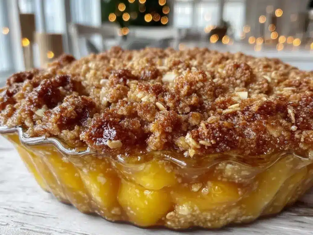 easy peach crisp recipe - featured image