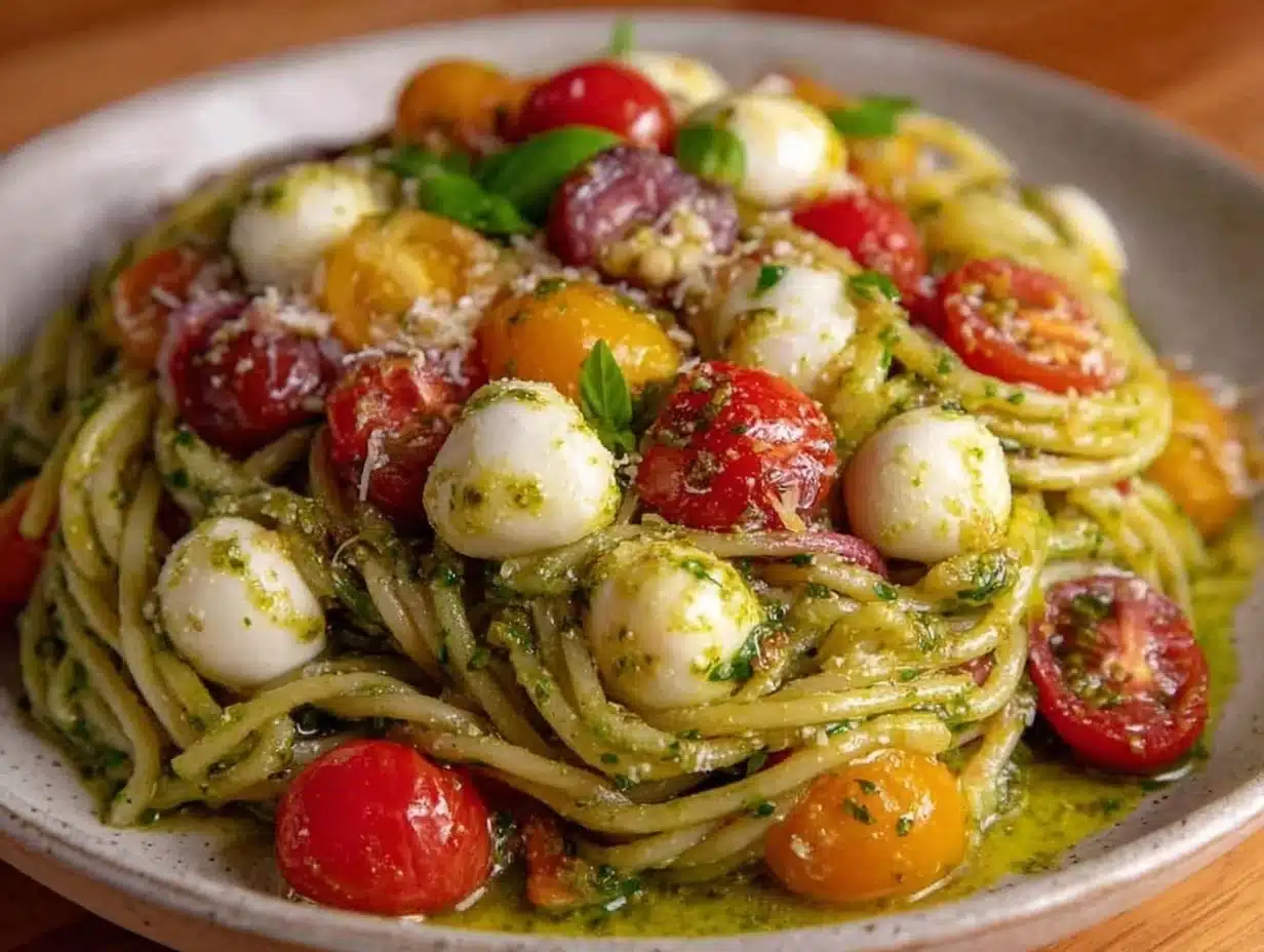 fresh cold caprese pasta - featured image